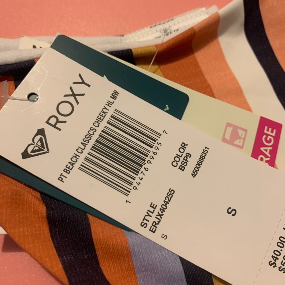 Nwt Roxy Stripes Classic Cheeky Hi Leg Size Small - Picture 4 of 5